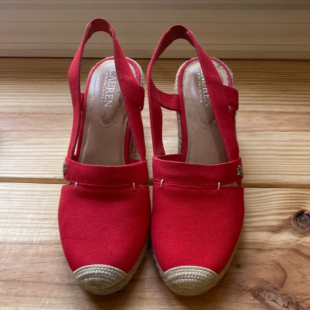 Women’s Ralph Lauren Penelopie Sport Red Wedge - Picture 1 of 6